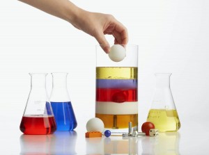 density tower showing vase 5 layers