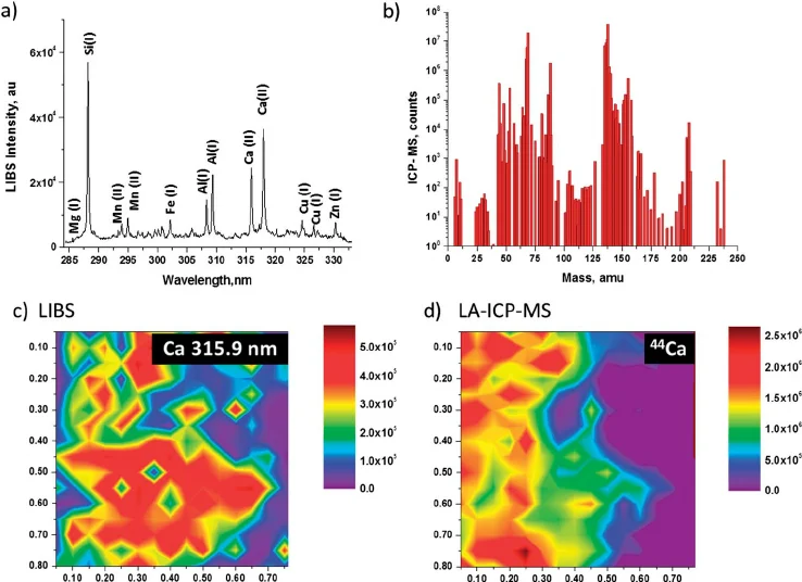 Representative LIBS (a) and LA-ICP-MS (b) Spectra