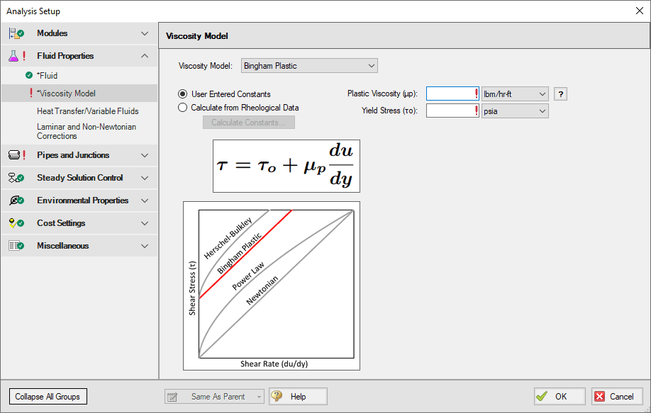 Bingham Fluid Model Illustration